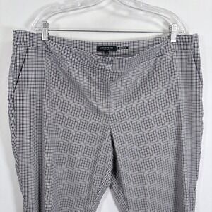 Lafayette 148 New York Manhattan Plaid Pants Women Size 18 Black White Grey